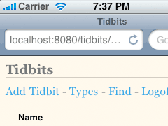 TidBits viewed on an iPhone device